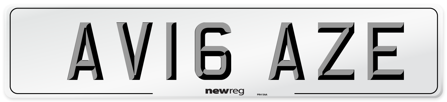 AV16 AZE Number Plate from New Reg